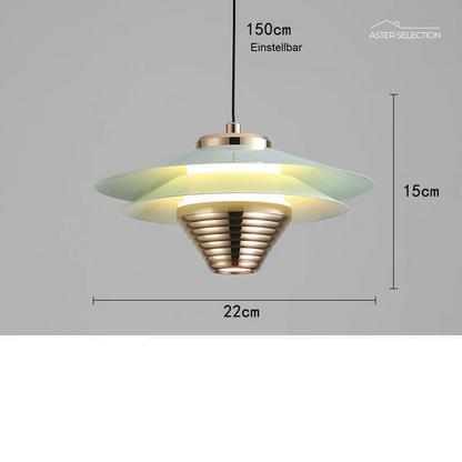 AeroGlow | Lampada a sospensione LED in alluminio | Lampada da soffitto moderna con accenti di colore e luce calda