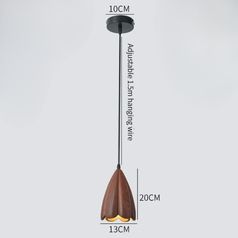 NordLume Lampada | Lampada a sospensione moderna in legno di noce marrone, stile scandinavo