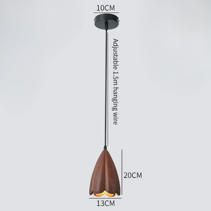 NordLume Lampada | Lampada a sospensione moderna in legno di noce marrone, stile scandinavo