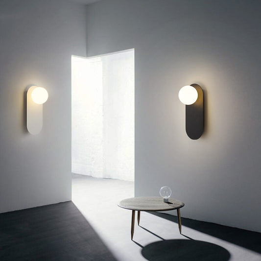 Aplique de pared nórdico minimalista con base de aro de vidrio, 1 luz