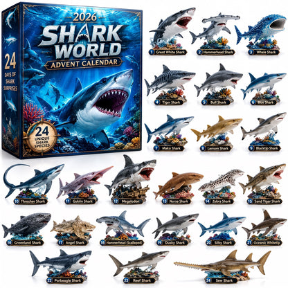 Haifina | 2026 Advent Calendar with 24 Collectible and Playable Shark Figures