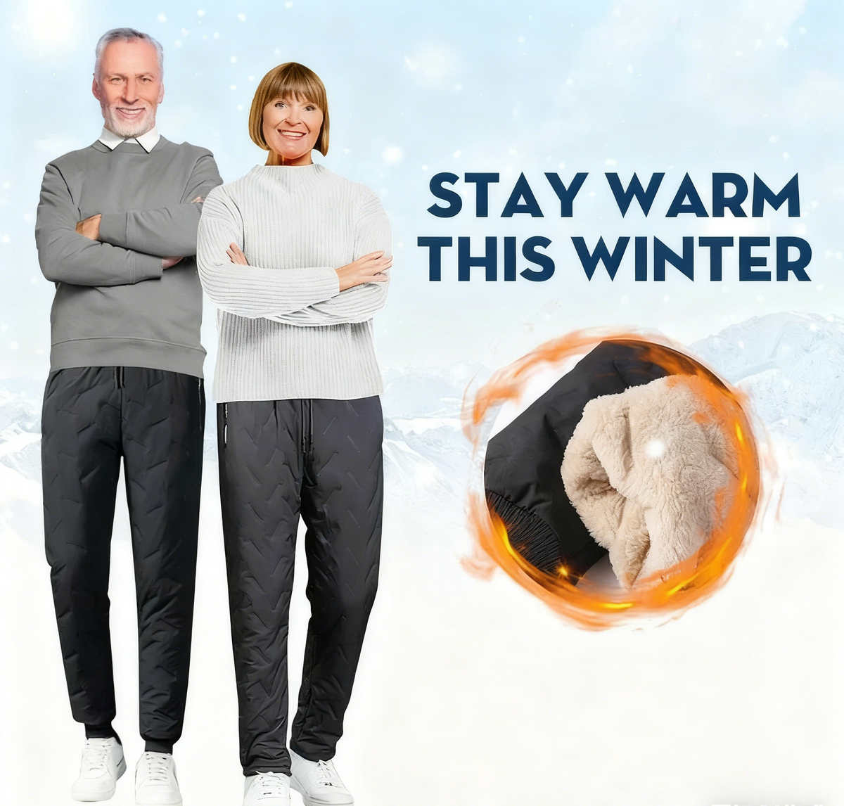Fleevra | Pantaloni termici con fodera in pile, idrorepellenti, 2 tasche con cerniera