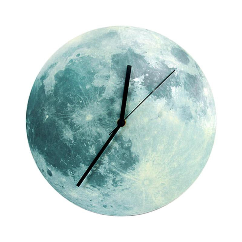 Lunaris Glow | Orologio da parete lunare luminoso al buio | Design da parete luminoso per giorno e notte
