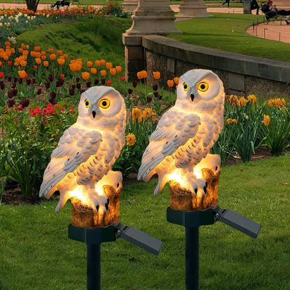 Lampada solare decorativa a forma di gufo per giardino e terrazza