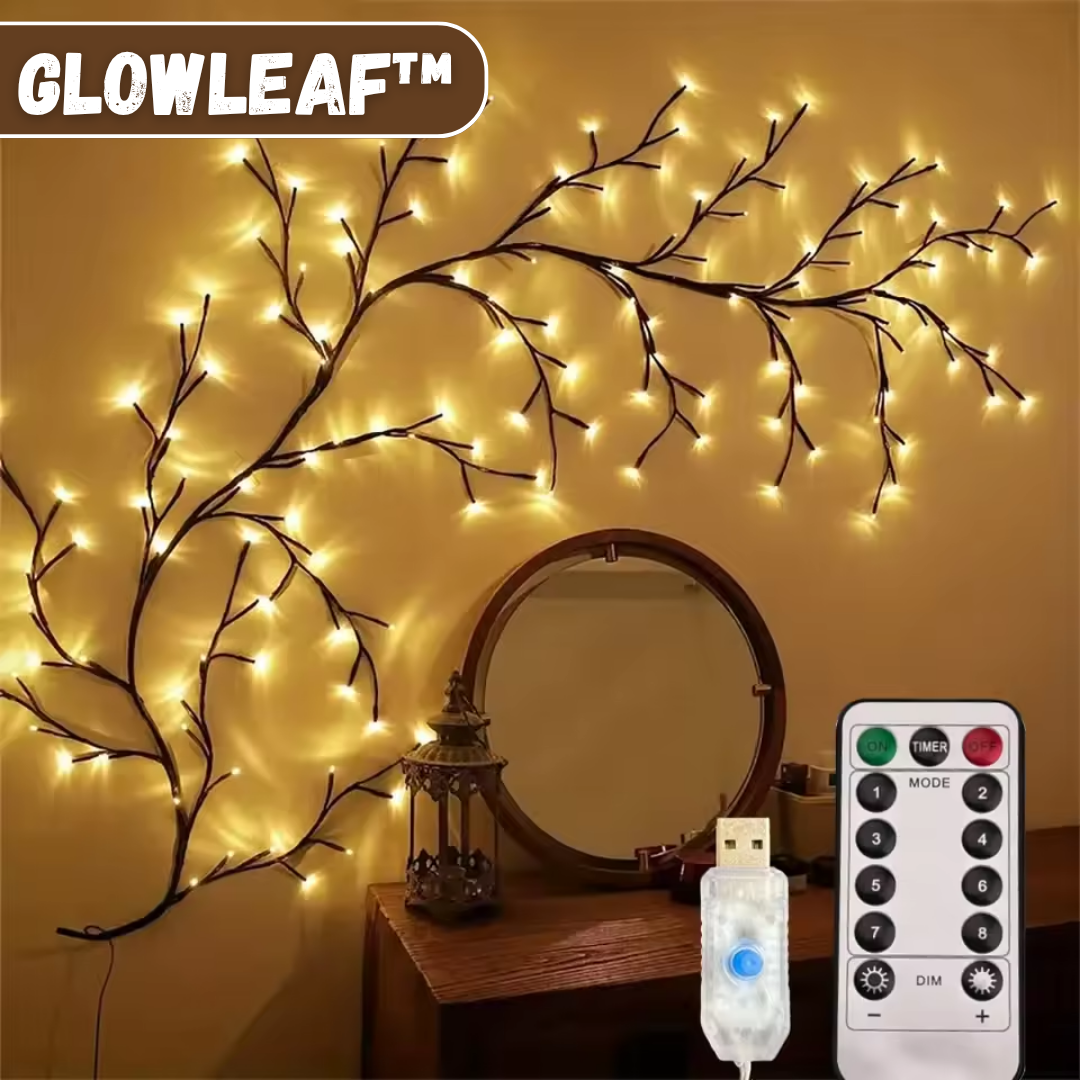 GlowLeaf | LED Lichterkette mit biegsamen Zweigen, Fernbedienung und Timer