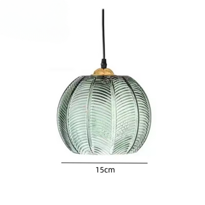 Noctylla | Glass pendant lamp with Scandinavian leaf pattern in green