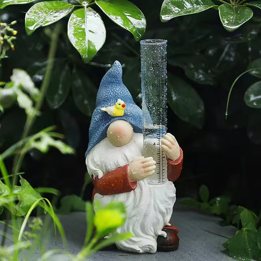 Nano da giardino con pluviometro | Figura decorativa da giardino | Resistente alle intemperie | Resina