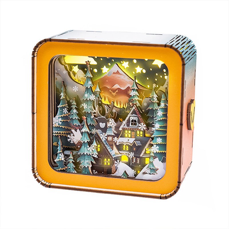 Hyggelo | 3D wooden house Christmas decoration, dimmable and rechargeable via USB-C