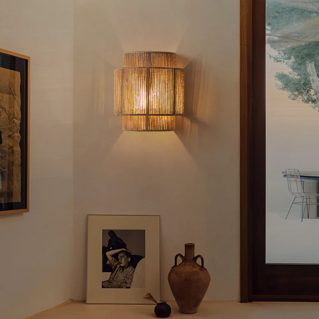 Solra | Lampada da parete ispirata al boho in materiali naturali
