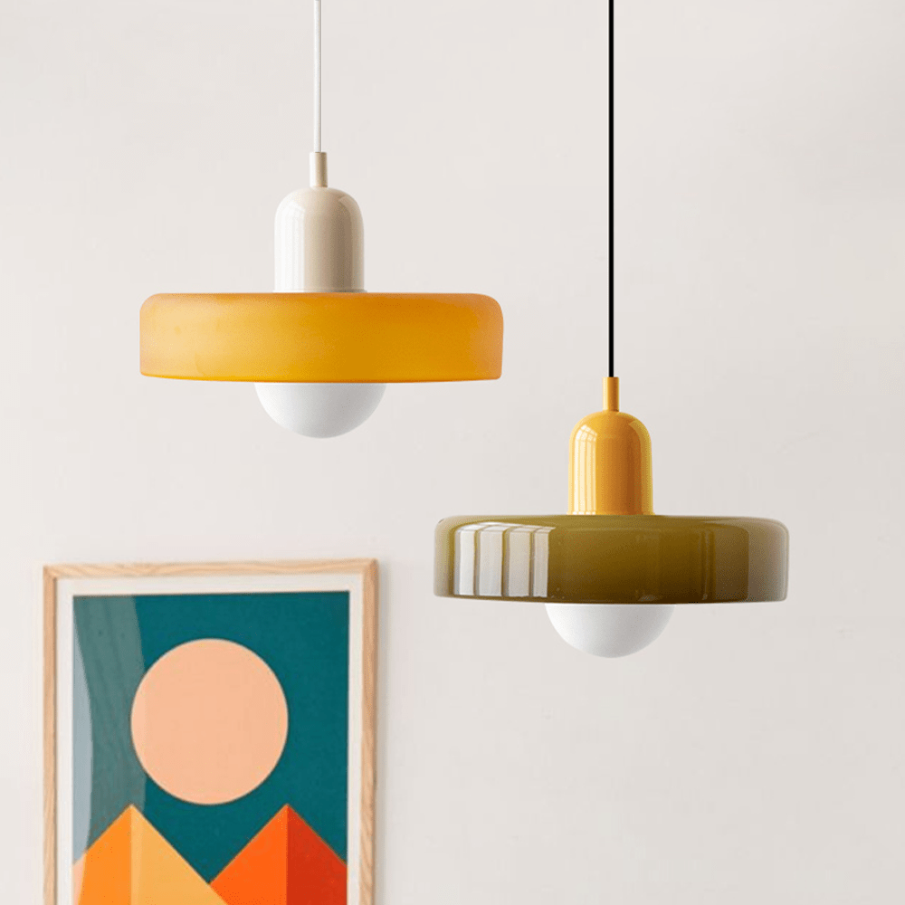 Lunari Halo | Lampada a sospensione in vetro colorato in stile Bauhaus