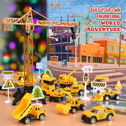 Kranoli | Adventskalender für Kinder mit Fahrzeugen, Kran und Spielbrett