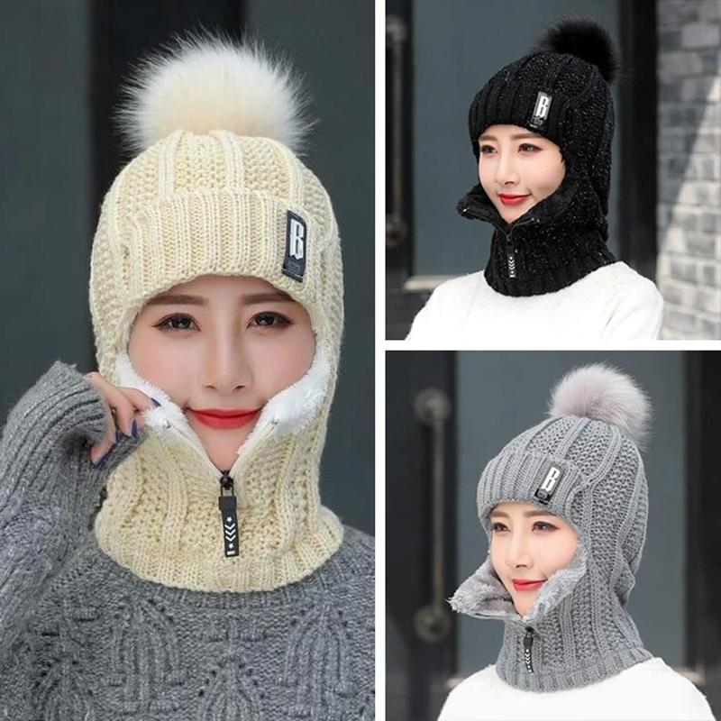 Mutzelo | Gorro de invierno de lana de punto grueso con protección para las orejas, elástico