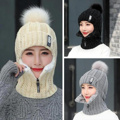 Mutzelo | Gorro de invierno de lana de punto grueso con protección para las orejas, elástico