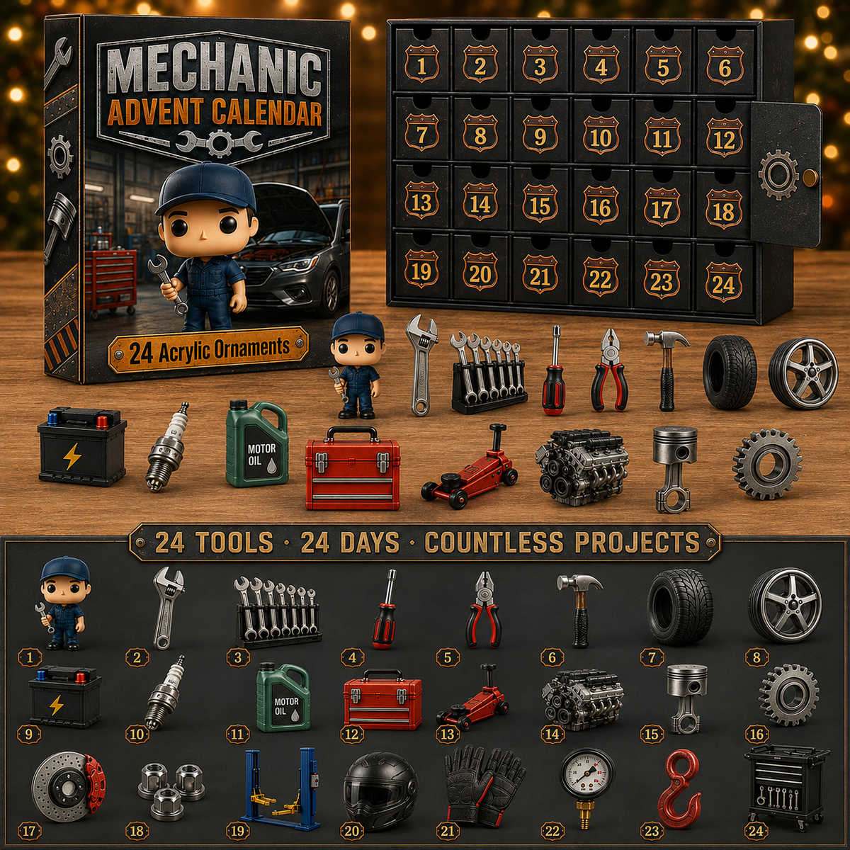 Schraubo | 2026 Advent Calendar with 24 Miniatures from an Auto Repair Shop
