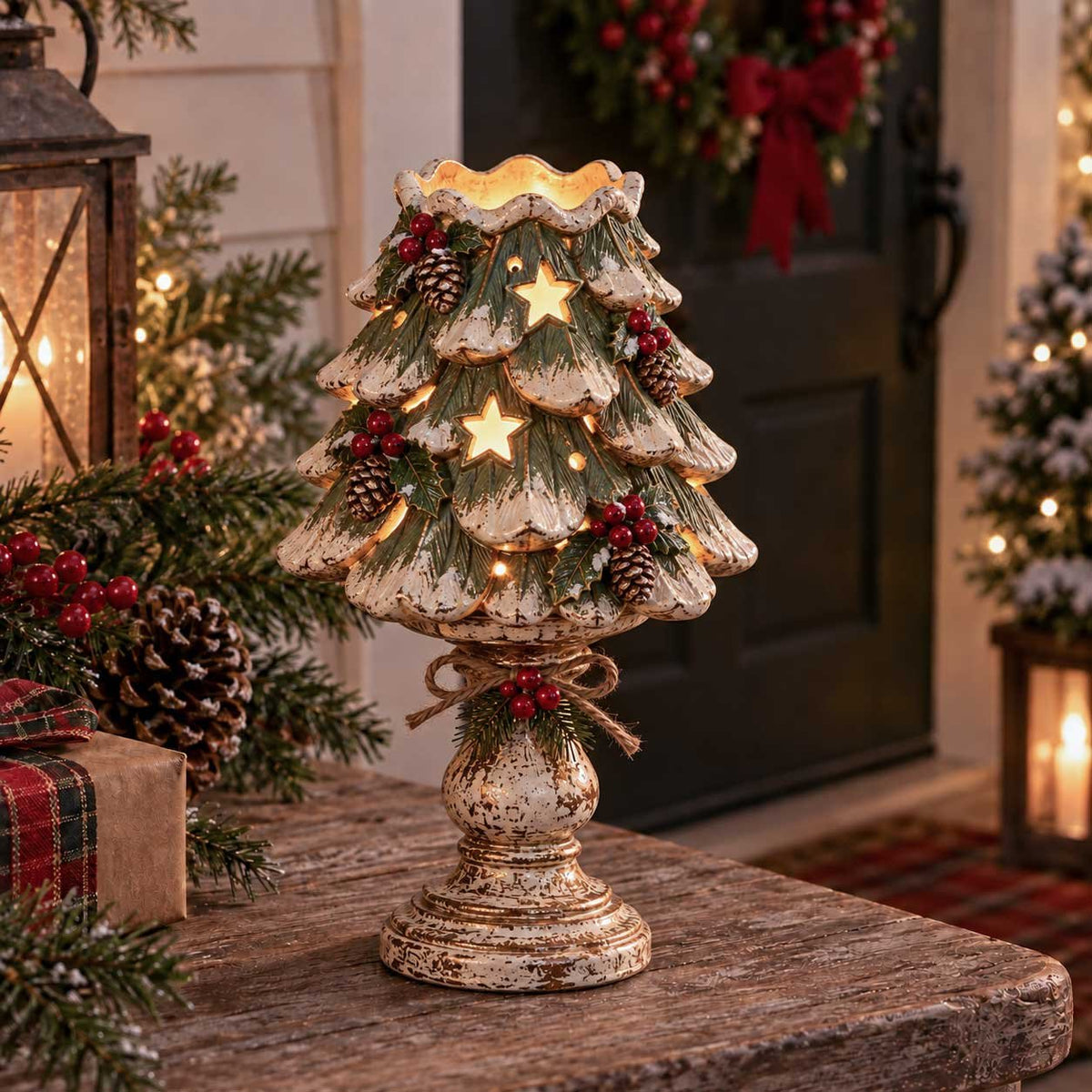 Renita | Kerzenhalter Weihnachten für LED-Teelicht in nostalgischer Antik-Optik