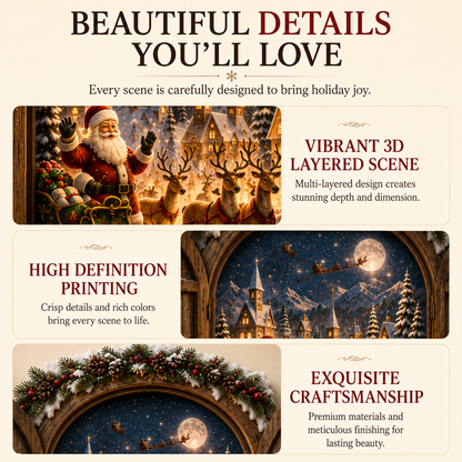 Nordelia | Lighted Christmas Window Wall Decor with 3D North Pole Scene