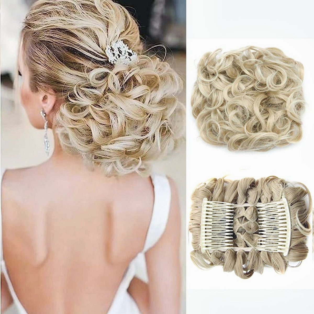 Duttina | Lockiger Messy-Bun-Haarteil mit Gummiband, 2er-Set