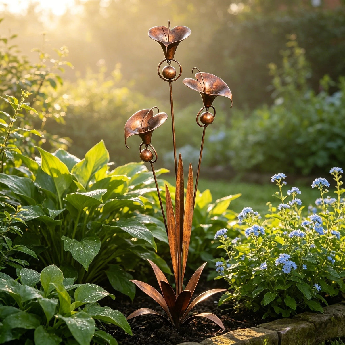 Calvessa | Gartenstecker mit Calla-Blüten und Glocken aus Eisen, 120 cm