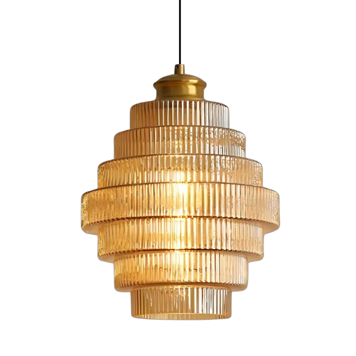 Ambrila | Pendelleuchte mit gestuftem Glasschirm, E27, Kabel bis 150 cm