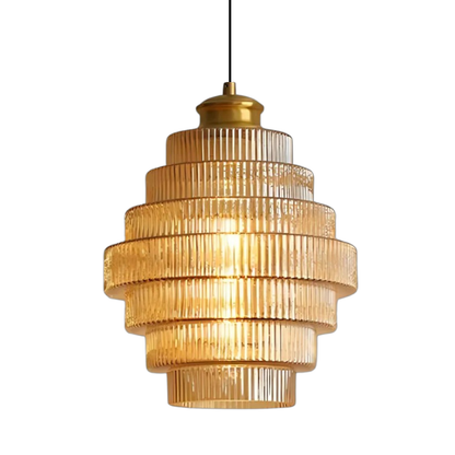 Ambrila | Pendelleuchte mit gestuftem Glasschirm, E27, Kabel bis 150 cm