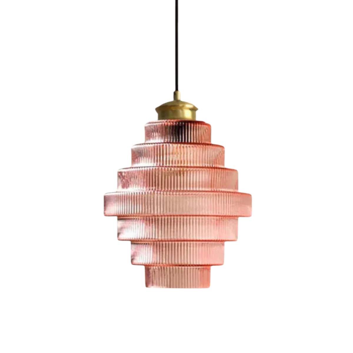 Ambrila | Pendelleuchte mit gestuftem Glasschirm, E27, Kabel bis 150 cm