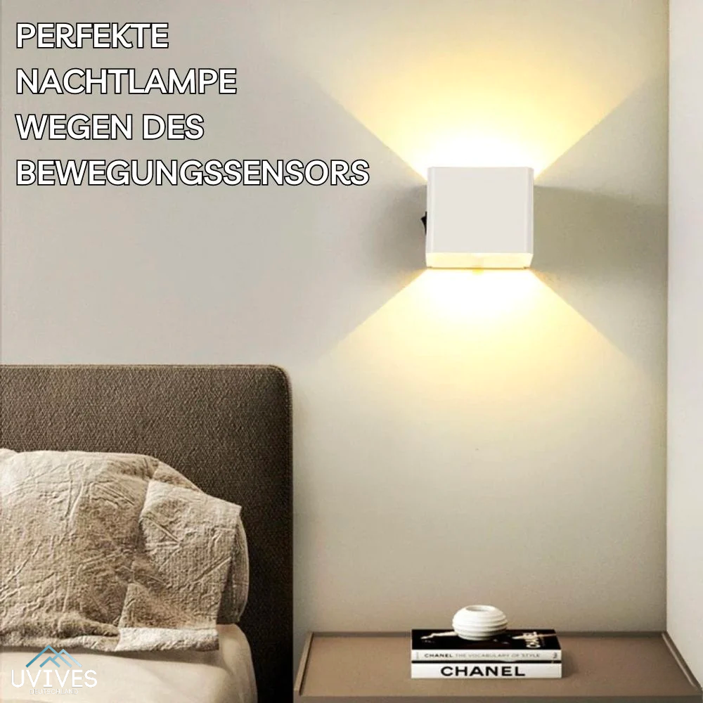 LuminaCube | Kabellose LED Wandleuchte mit Akku und Bewegungssensor, 3000 K