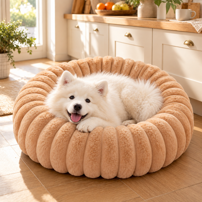 Kuschio | Cuccia rotonda in peluche per cani con bordo morbido, lavabile, Ø 40–80 cm