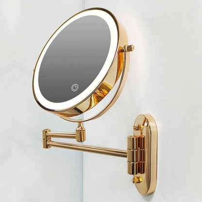 LUXMIRROR Make-up-Spiegel | Vergrößerung & Einstellbar | Deluxe Goldfinish