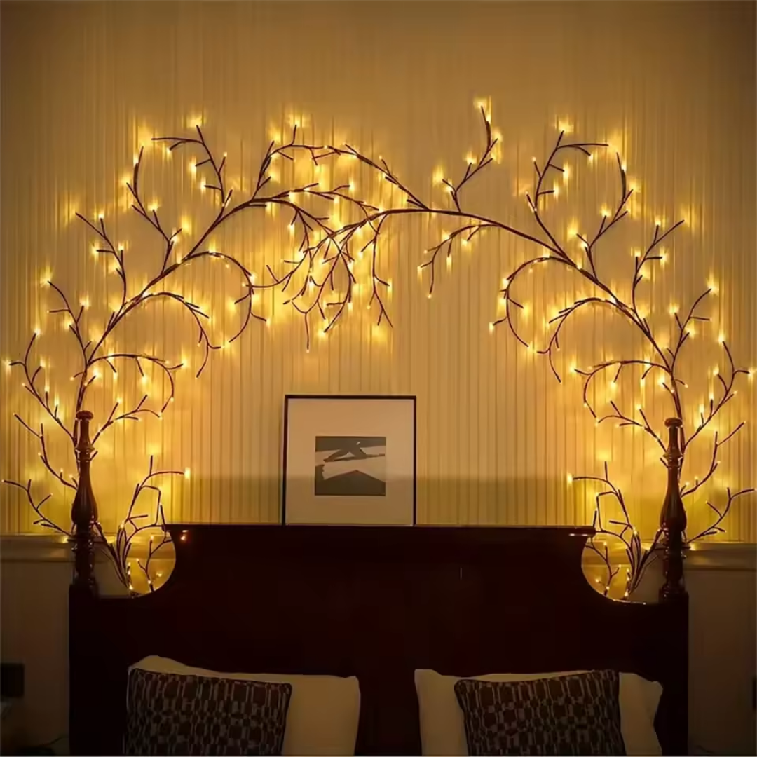 GlowLeaf | LED Lichterkette mit biegsamen Zweigen, Fernbedienung und Timer