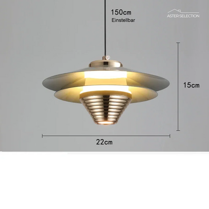 AeroGlow | Lampada a sospensione LED in alluminio | Lampada da soffitto moderna con accenti di colore e luce calda