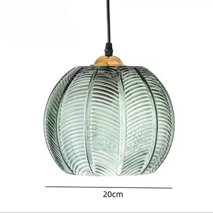 Noctylla | Glass pendant lamp with Scandinavian leaf pattern in green