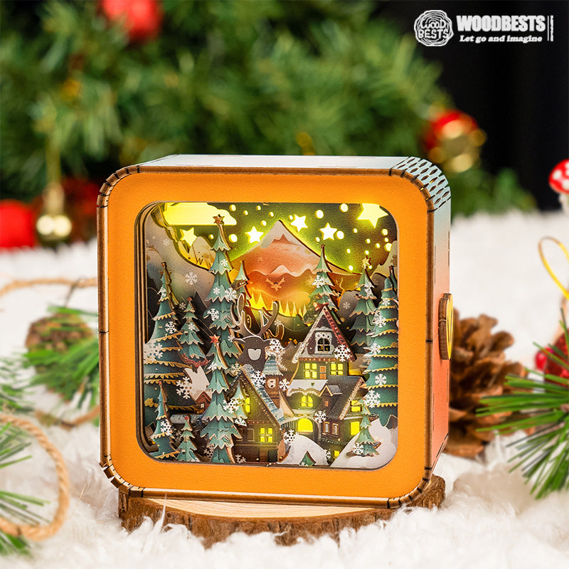 Hyggelo | 3D wooden house Christmas decoration, dimmable and rechargeable via USB-C