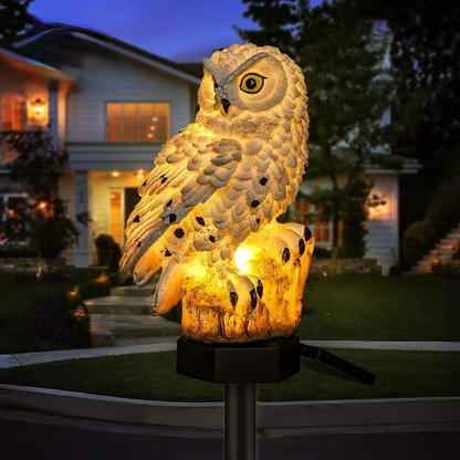 Lampada solare decorativa a forma di gufo per giardino e terrazza