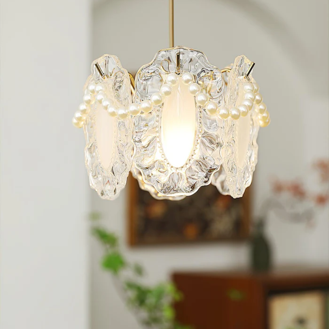 Aetha – Lampada a sospensione in vetro a forma di fiore per sala da pranzo & soggiorno