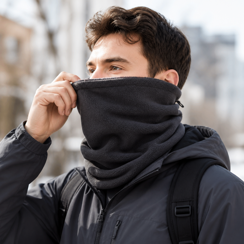 Ventolia | Calentador facial y de cuello de doble capa con forro polar, ajustable