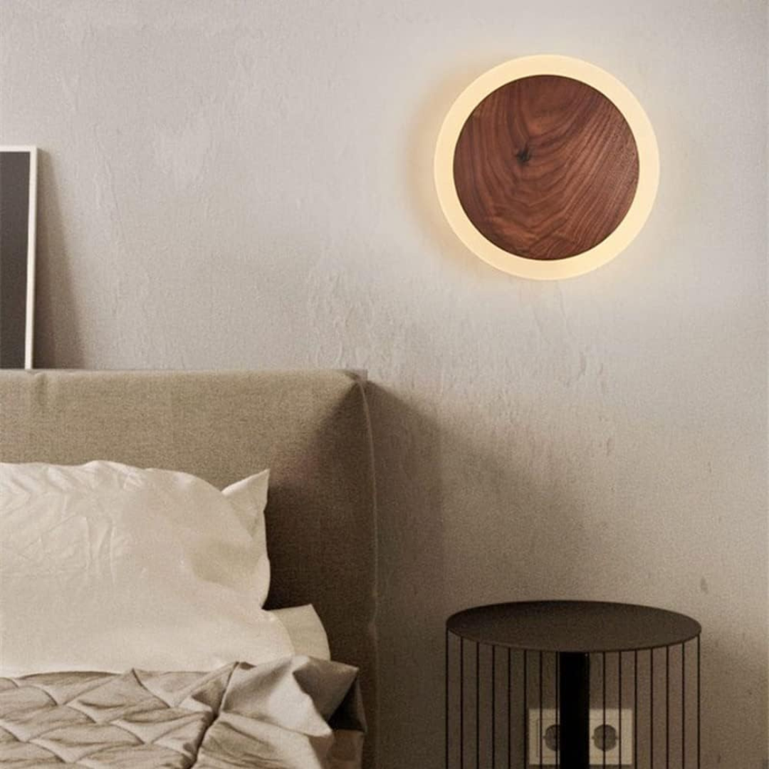 Lampada da parete LED scandinava in legno | Luce calda | Design naturale | Legno e acrilico