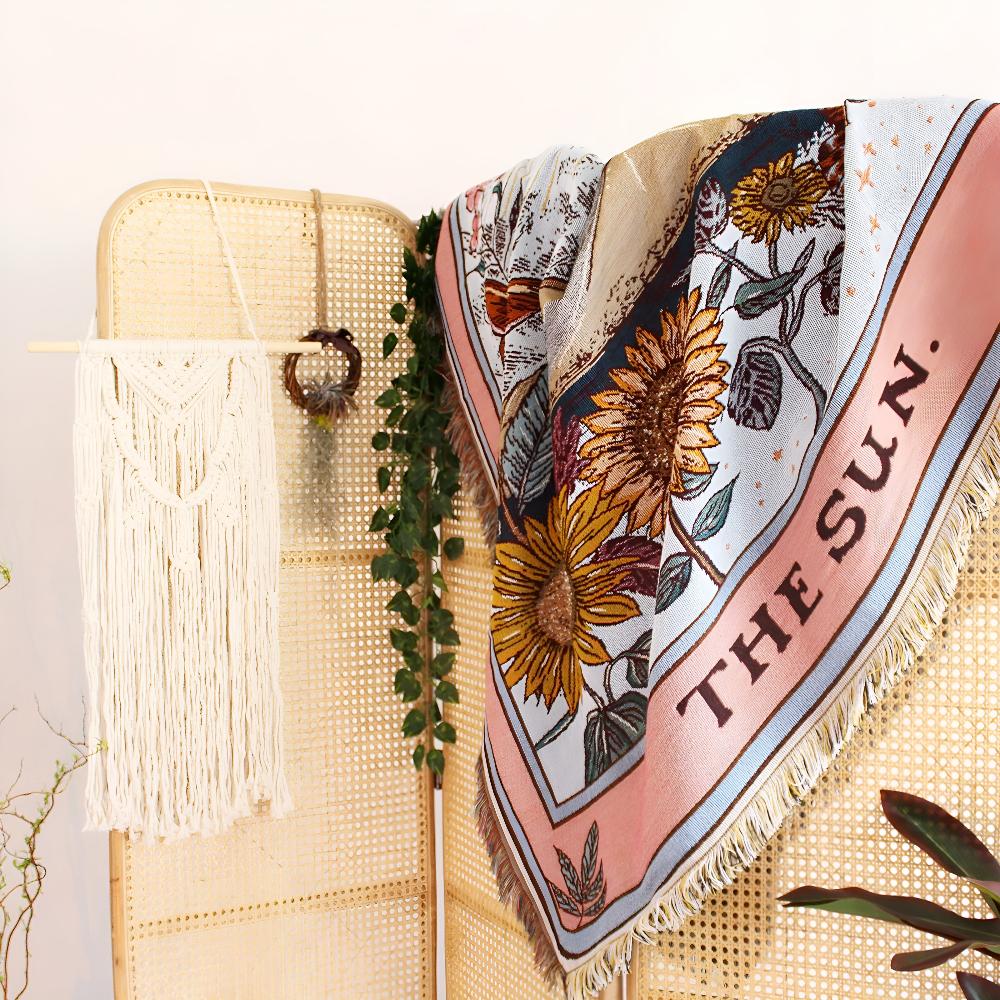 Arazzo da parete Boho Sole | Design Tarocchi | 130x160 cm | Mix di microfibra