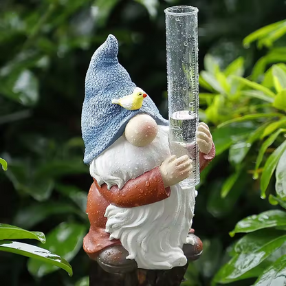 Nano da giardino con pluviometro | Figura decorativa da giardino | Resistente alle intemperie | Resina
