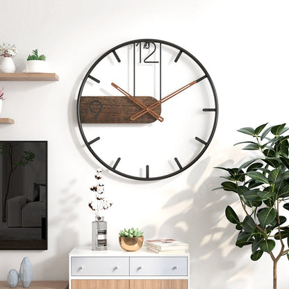 TimberLine | Orologio da parete minimalista in legno di noce e acciaio inox | Bellezza senza tempo per un design abitativo moderno
