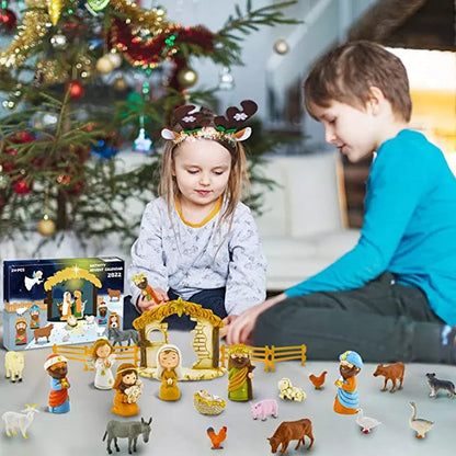 Noelino | Nativity scene advent calendar with 24 toy figures for children