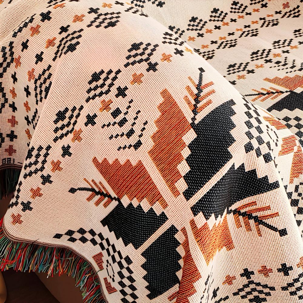 Coperta da picnic boho | Motivo marocchino | Idrorepellente | Misto microfibra-cotone