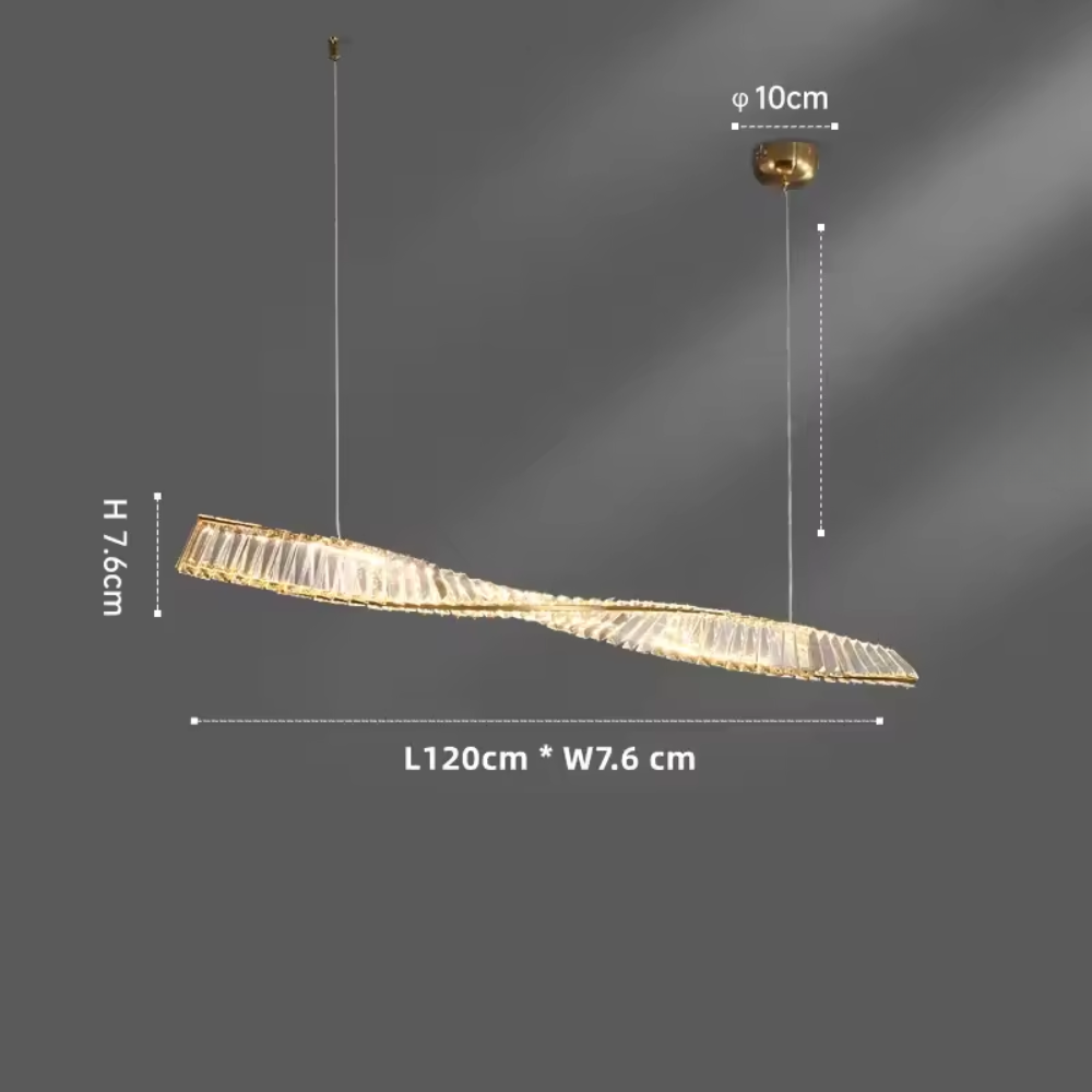 Astrion | Lampada a sospensione LED moderna con cristalli e design a spirale per tavolo da pranzo