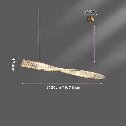 Astrion | Lampada a sospensione LED moderna con cristalli e design a spirale per tavolo da pranzo