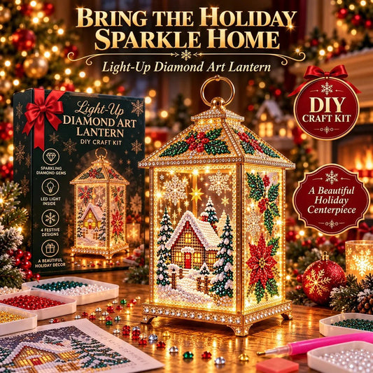 Elvana | Lanterne de Noël lumineuse à décorer en broderie diamant