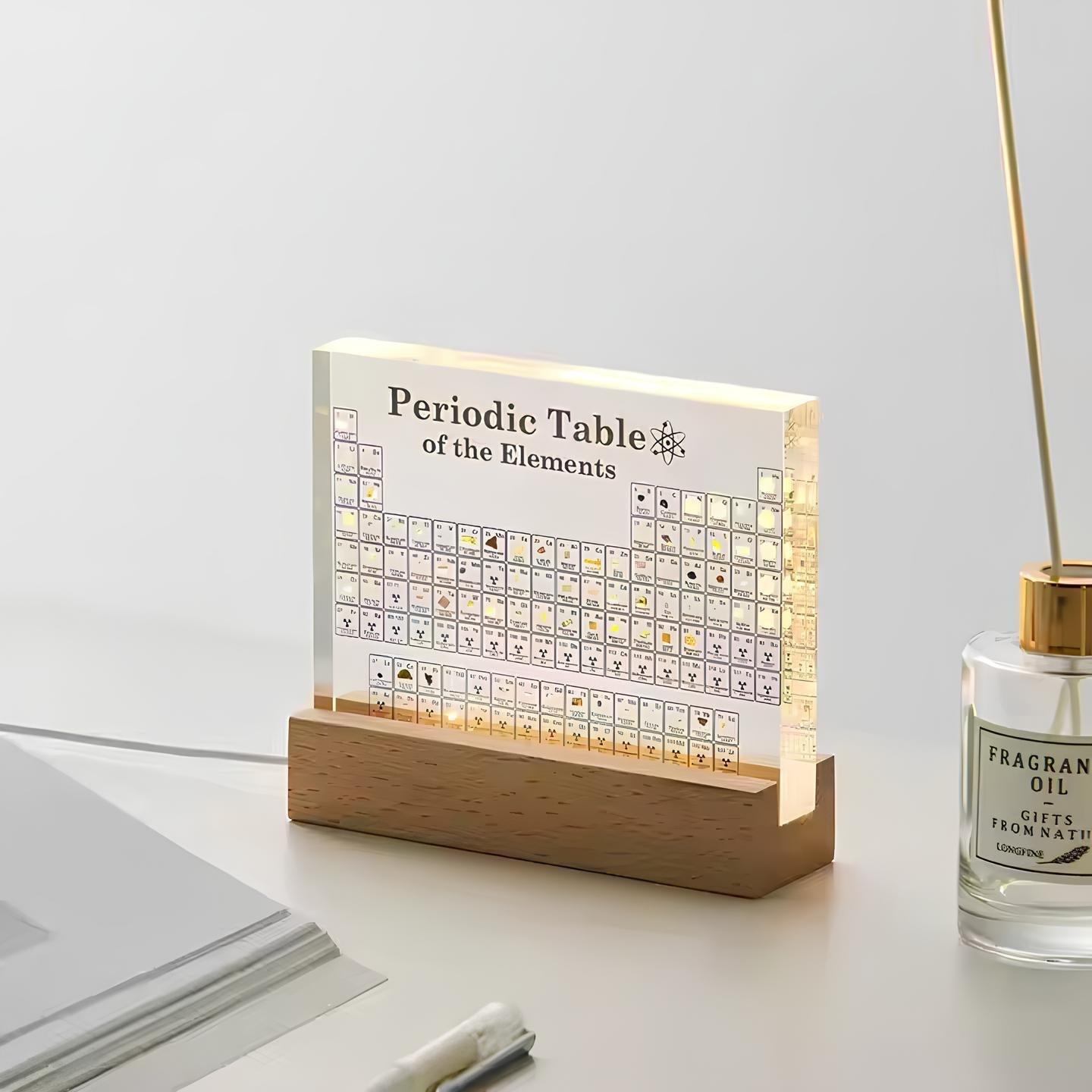 Elementa Lux | illuminated periodic table with real element samples