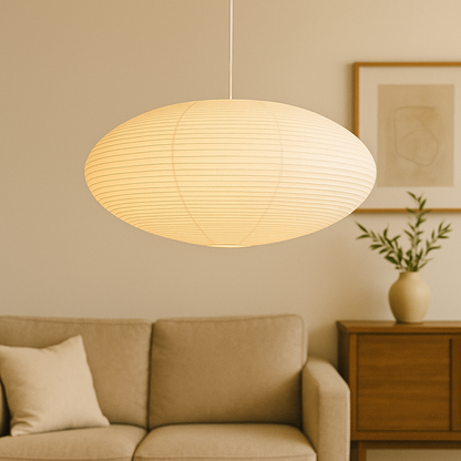 WabiLight | Lampada a sospensione Japandi in carta | Design artigianale in stile Wabi-Sabi con luce LED calda