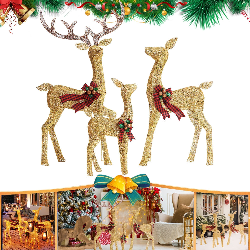 Hirsora | Renne luminose da esterno per Natale, set da 3 fino a 152 cm