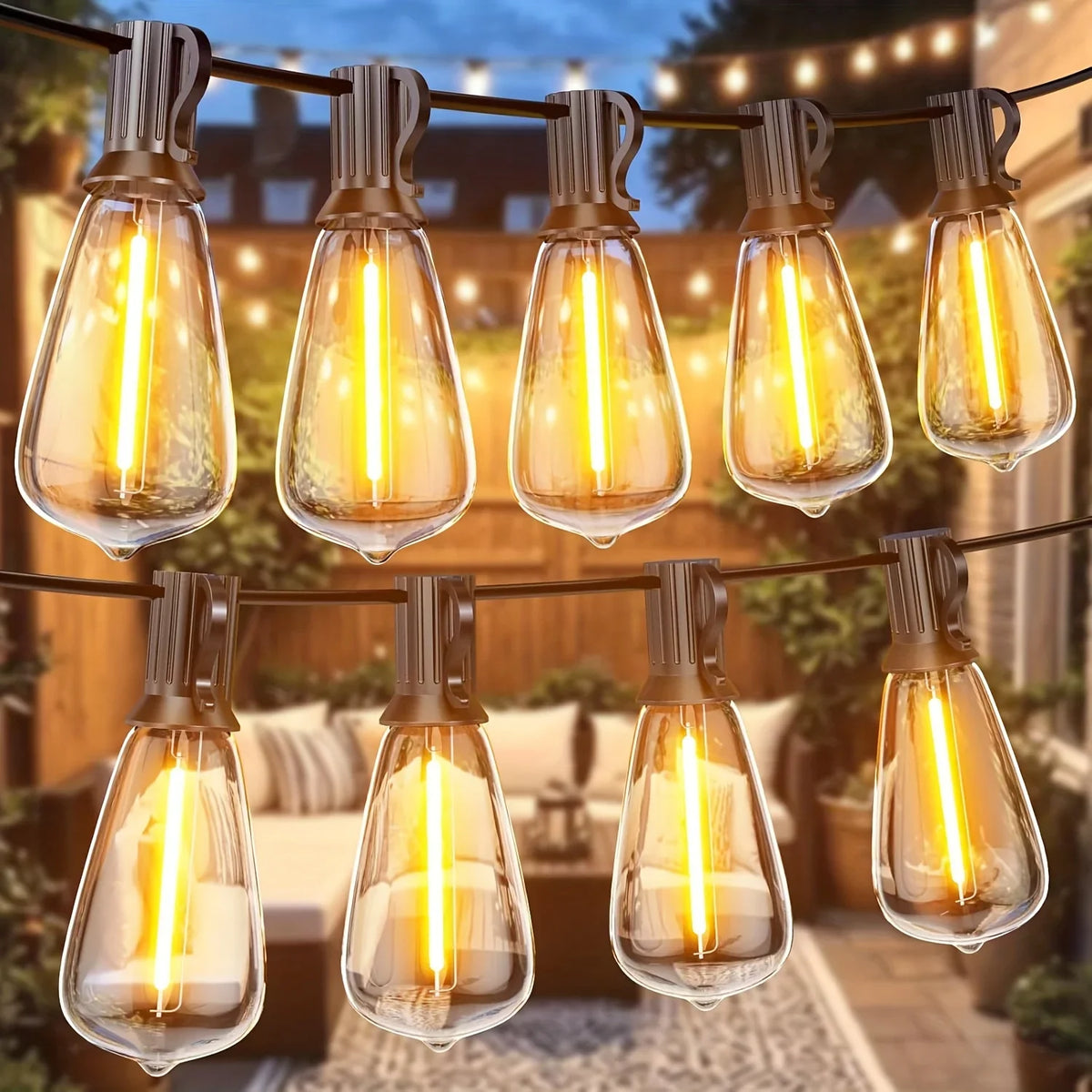 Terrava | LED Außen-Lichterkette mit Glühbirnen, wasserdicht, bis 45 m