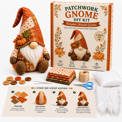 Rosela | Patchwork Wichtel Figur Nähset, Handnähen, ca. 16 cm, 8 Motive