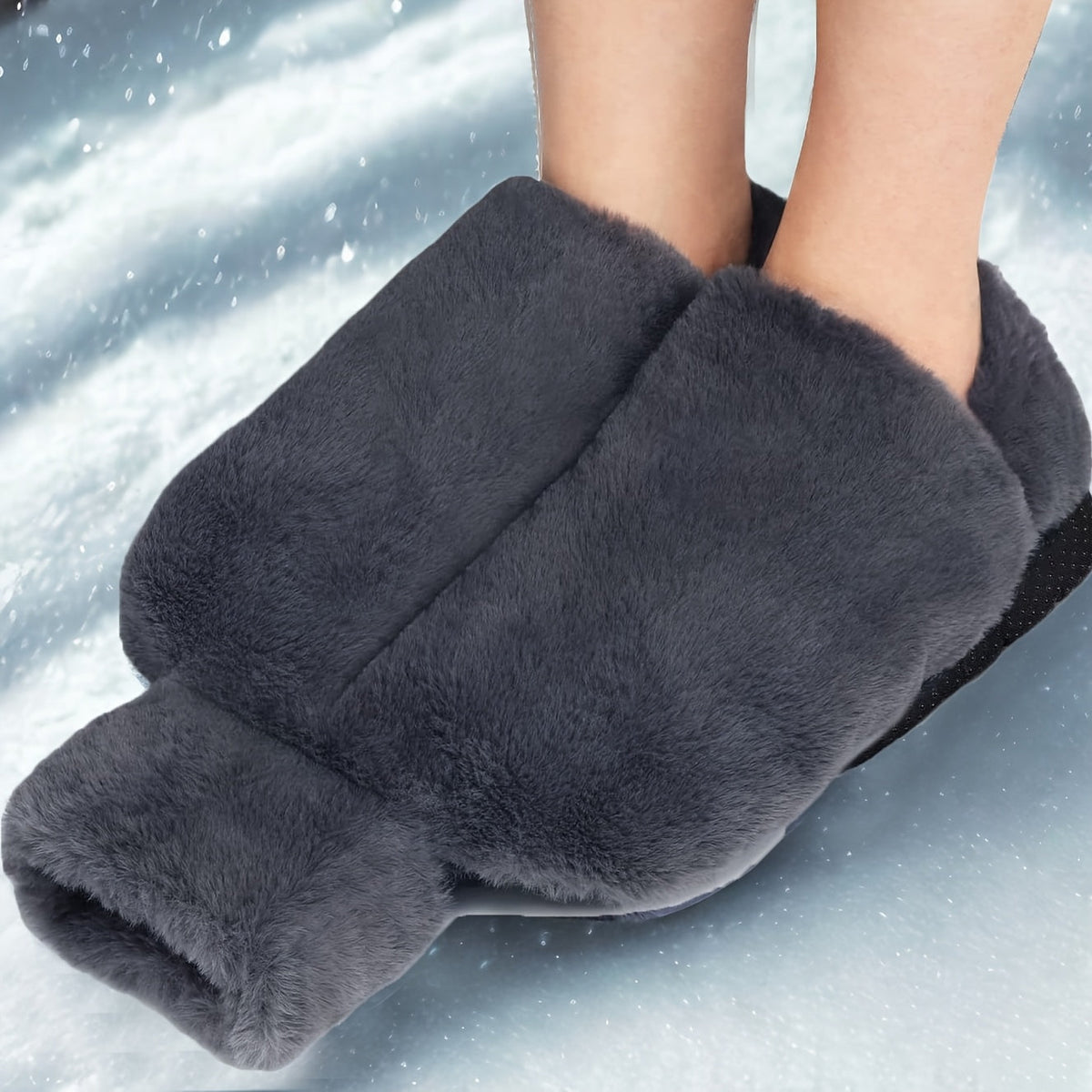 Pedova | Chauffe-pieds avec bouillotte de 2 litres et housse en peluche, pointure 36–42